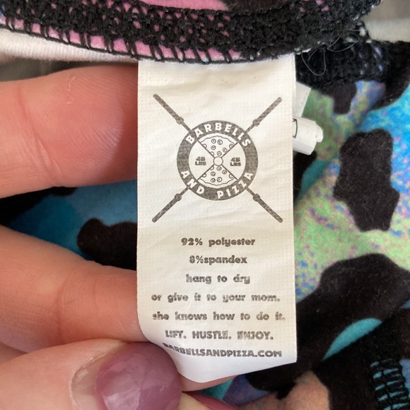 BARBELLS & PIZZA Colorful Leopard Athletic Shorts with Pockets L - Picture 7 of 14